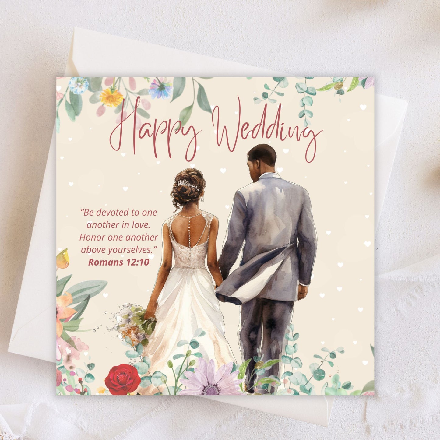 Happy Wedding Greeting Card (Blank Inside) #GC006a | Free UK Delivery