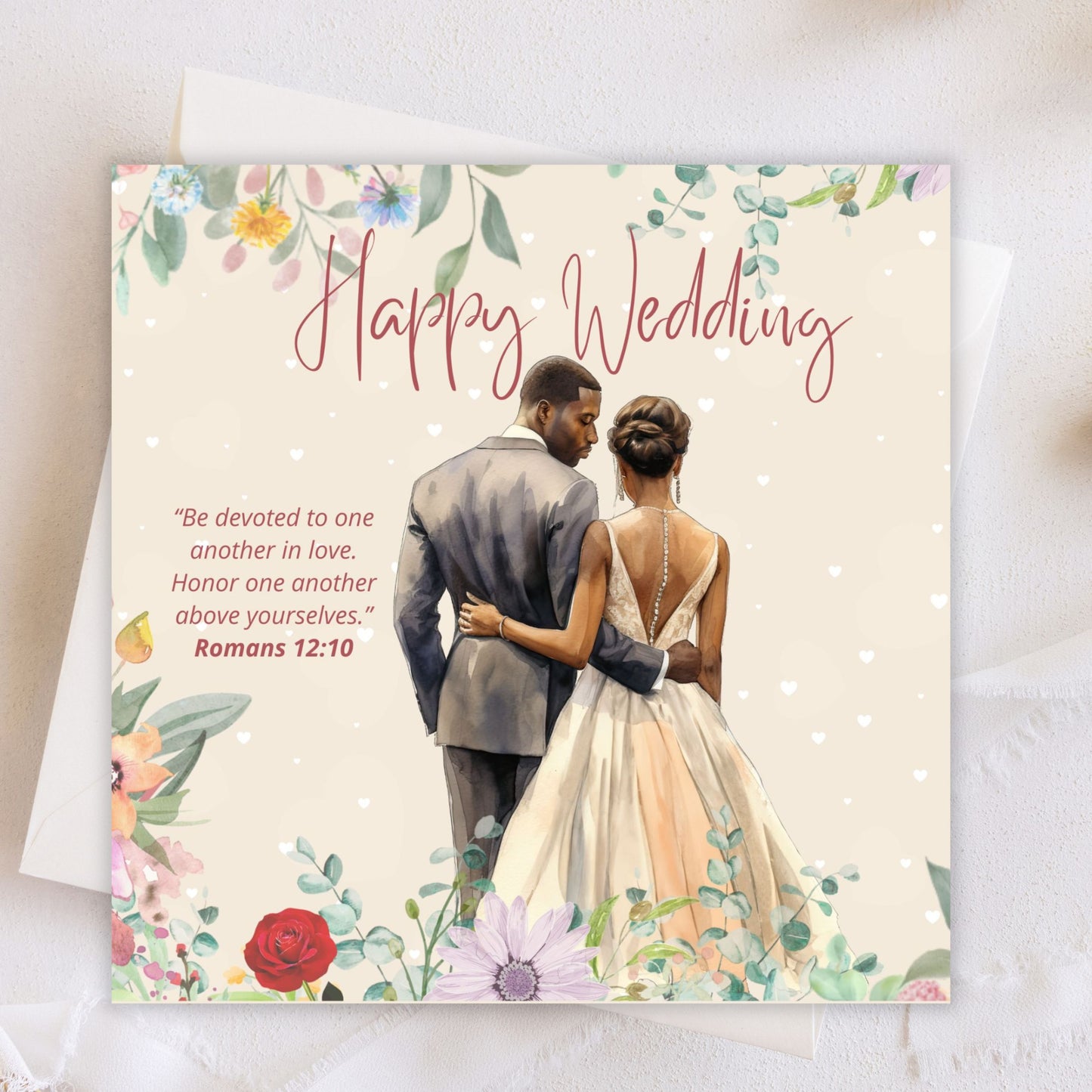 Happy Wedding Greeting Card (Blank Inside) #GC006b | Free UK Delivery